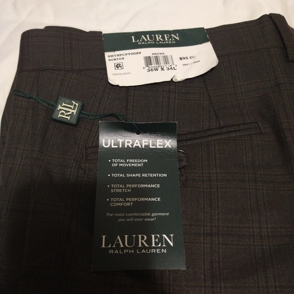 Ralph Lauren Norton Brown Plaid Ultraflex Slacks - Picture 15 of 16